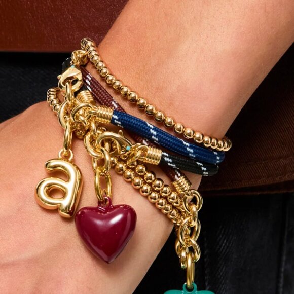 *Set* Roxanne Assoulin The Happy Cord Charm Necklace & Bracelet Navy/Burgundy - Picture 2 of 5